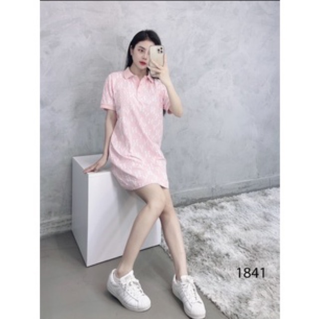 Đầm Polo cổ bẻ in full hoạ tiết xuất khẩu(2174)