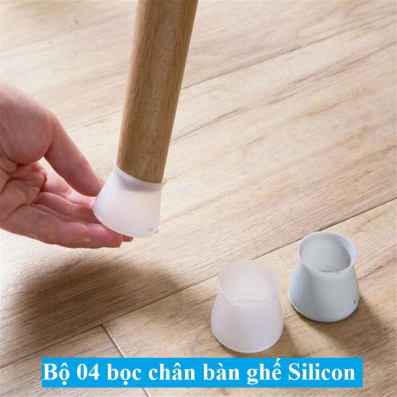 Bộ 04 Miếng lót Silicon bọc chân bàn ghế chống trơn trượt, trầy nền nhà