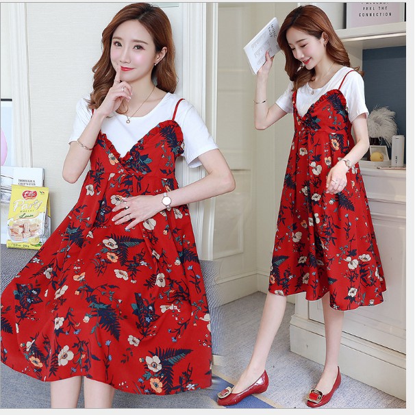 ĐẦM BẦU VÁY BẦU CÔNG SỞ YẾM ĐỎ ( có kèm áo thun )