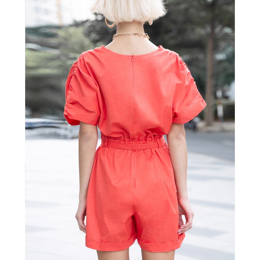 Jumpsuit ngắn tay cổ V - 10906104 J-P Fashion