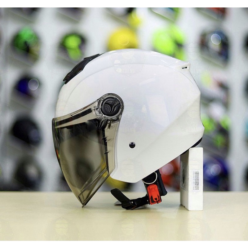 MŨ BẢO HIỂM 3/4 XH01 TRẮNG BÓNG ( KÈM BỘ 4 LOGO KYT VÀ BH 12 THÁNG)