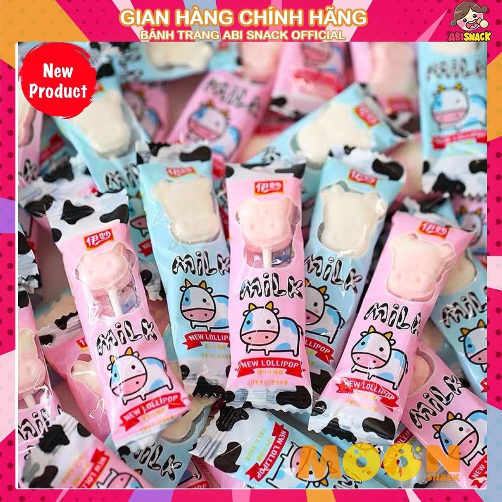 300g Kẹo Cây Cứng Vị Sữa và Dâu Milk Candy kẹo que trẻ em ngon ngon đóng gói túi zip sạch đẹp