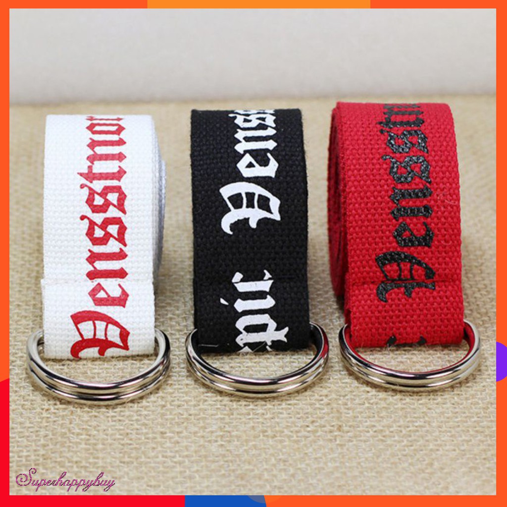 Thắt lưng vải in chữ thời trang cho nam nữ