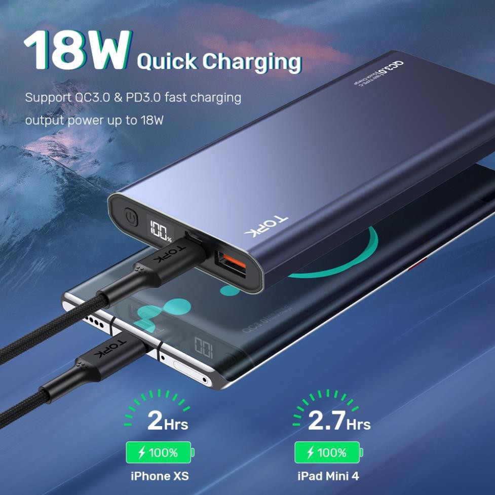 Pin Dự Phòng NHANH TOPK I1006P 10000mAh 18W QC3.0 10000mAh Sạc Nhanh Có Màn Hình Điện Tử TPHCM | BigBuy360 - bigbuy360.vn