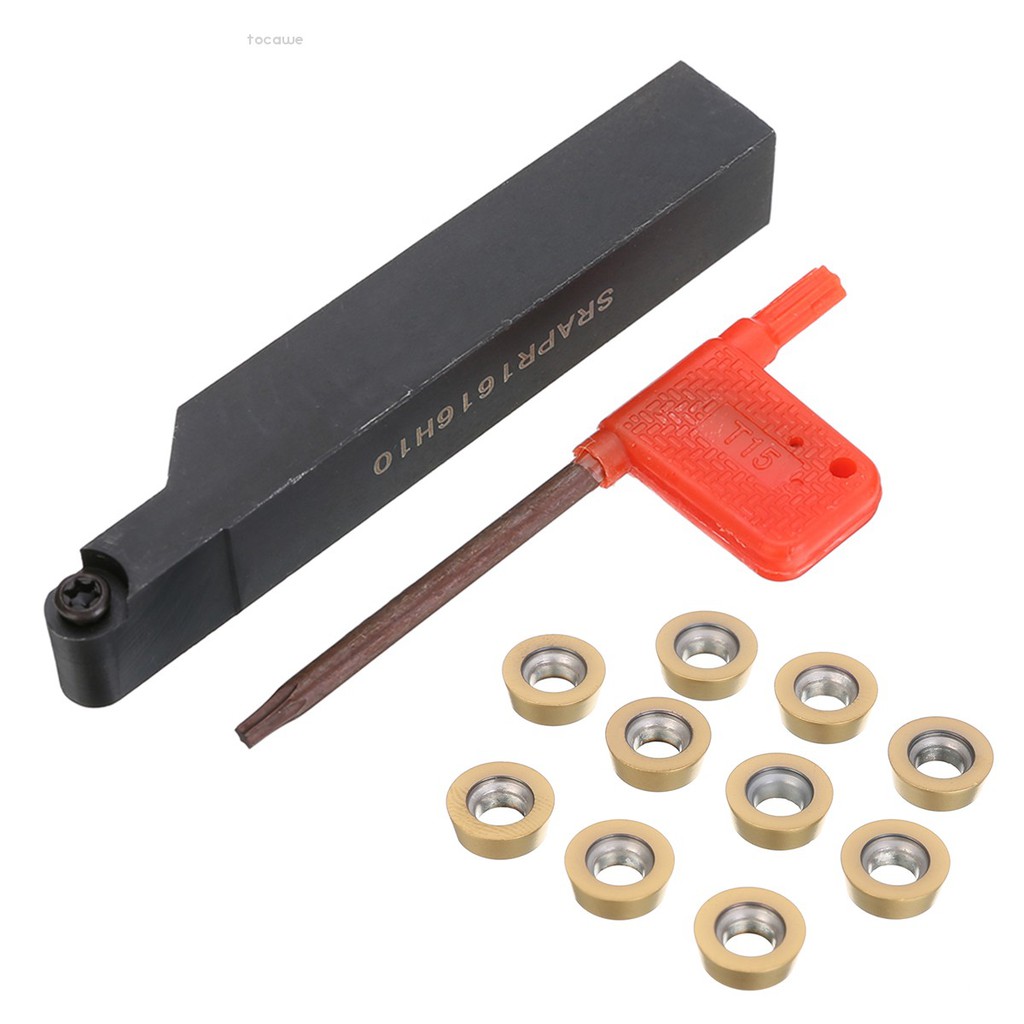 Set cán dao tiện SRAPR1616H10 và 10 chip dao tiện tròn RPMT10T3MO