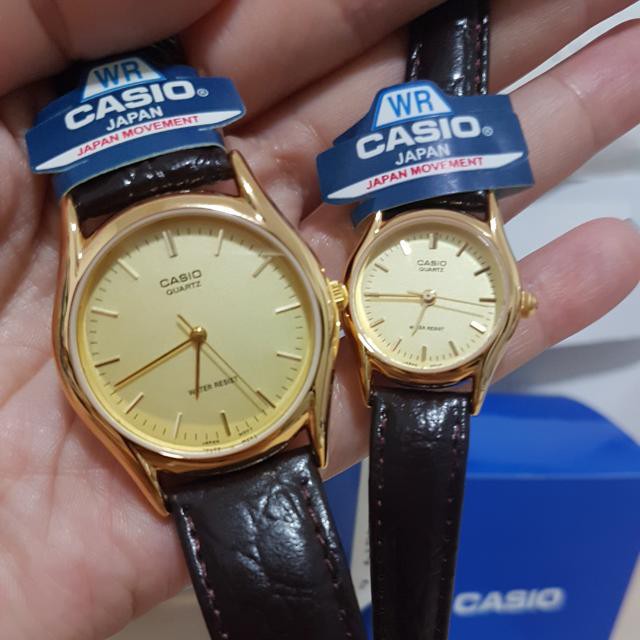 Đồng hồ đôi nam nữ dây da Casio Anh Khuê MTP/LTP 1094Q-9A