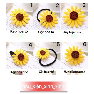 Kẹp tóc, cột tóc,kẹp lò xo,huy hiệu hoa hướng dương