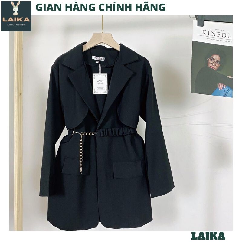 Áo Mangto Nữ Dáng Ngắn - Áo vest nữ blazer kèm đai lưng xích bo eo tôn dáng, thanh lịch vừa xinh đẹp - LAIKA