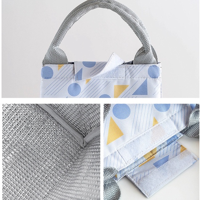 Túi đựng cơm giữ nhiệt MONOGRAM lót nhôm, hoạ tiết tối giản, hiện đại