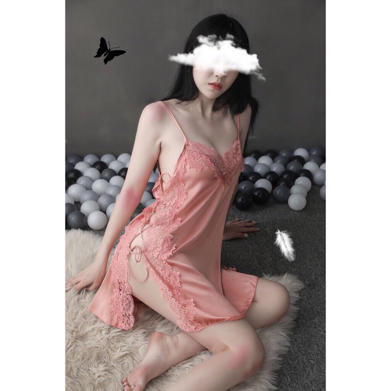 Váy/Đầm ngủ sexy gợi cảm đan dây rút eo satin mềm mại (tặng kèm quần chip xinh xắn) CL700