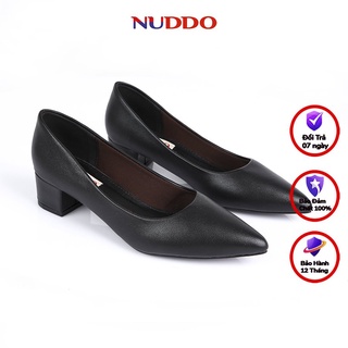 Giày cao gót công sở nữ cao cấp NUDDO mũi nhọn da mềm gót vuông 3p NU207 thumbnail