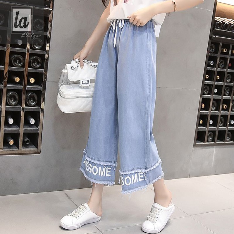 (ORDER) Quần culottes jeans lưng thun bigsize 45kg - 90kg