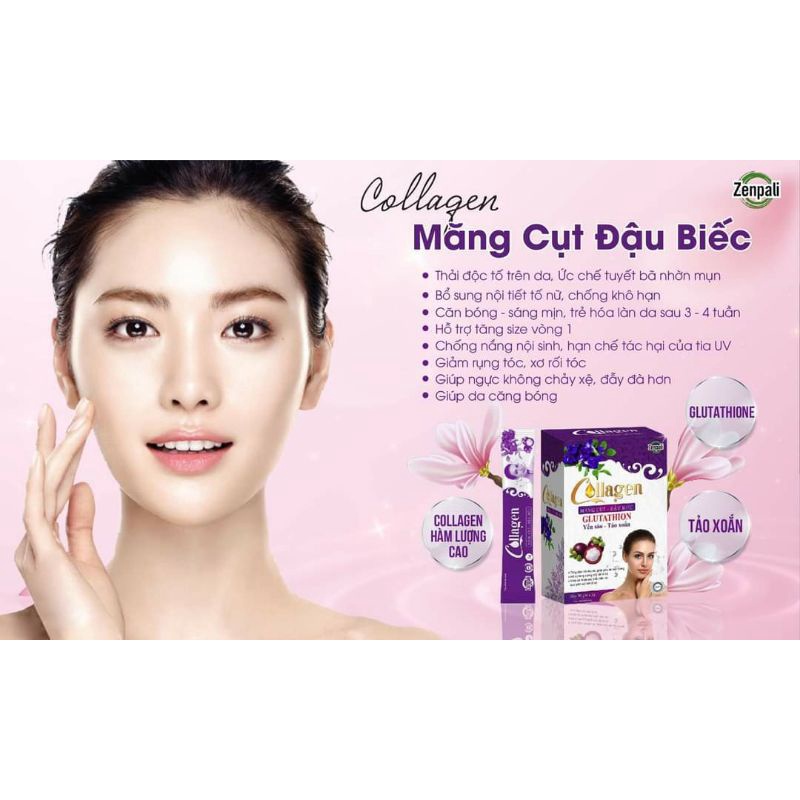 [ CAM KẾT CHÍNH HÃNG] Collagen Măng Cụt Đậu Biếc Zenpali - Cốm Uống Đẹp Da 30 gói Zenpali (zen pali)