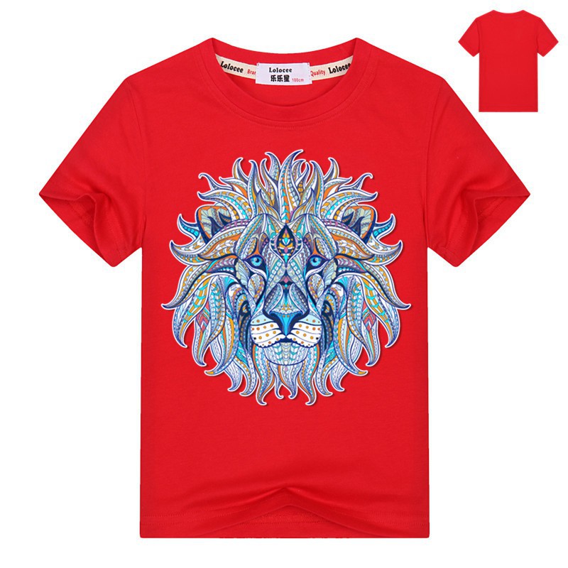 Thời trang bé trai áo thun 3d vui nhộn In tóc đầy màu sắc Lion King mùa hè mát mẻ t