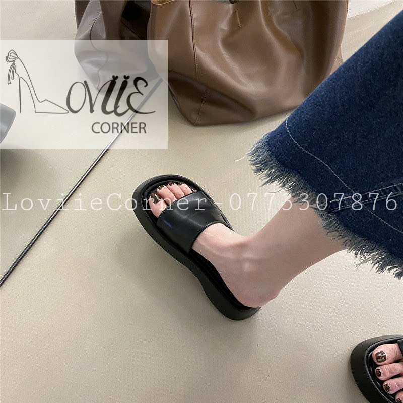 DÉP NỮ THỜI TRANG LOVIIECORNER - DÉP BỆT NỮ TÍNH QUAI KẸP DA BÓNG ĐẾ THẤP CAO CẤP D1111 D220786