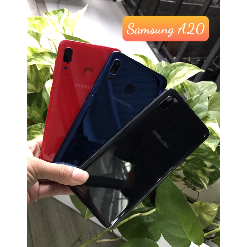 Bộ vỏ samsung A20 - gồm lưng,sườn,xương máy,phím bấm,kính camera