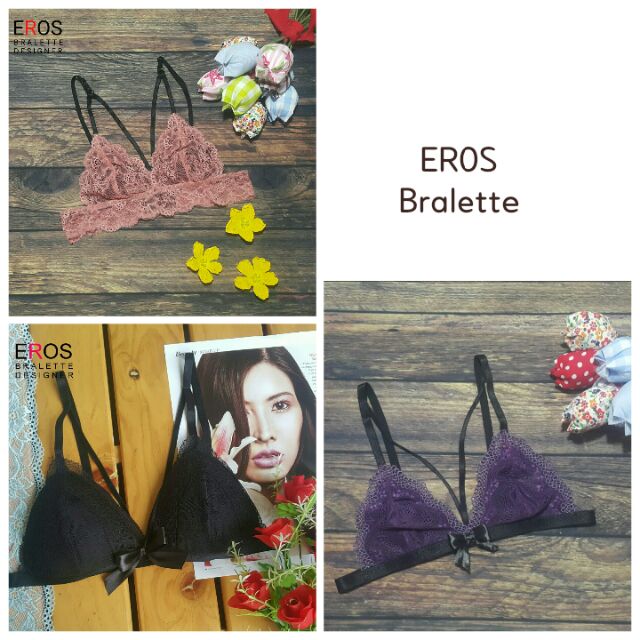 Combo 3 áo lót bralette hông,đen,tím