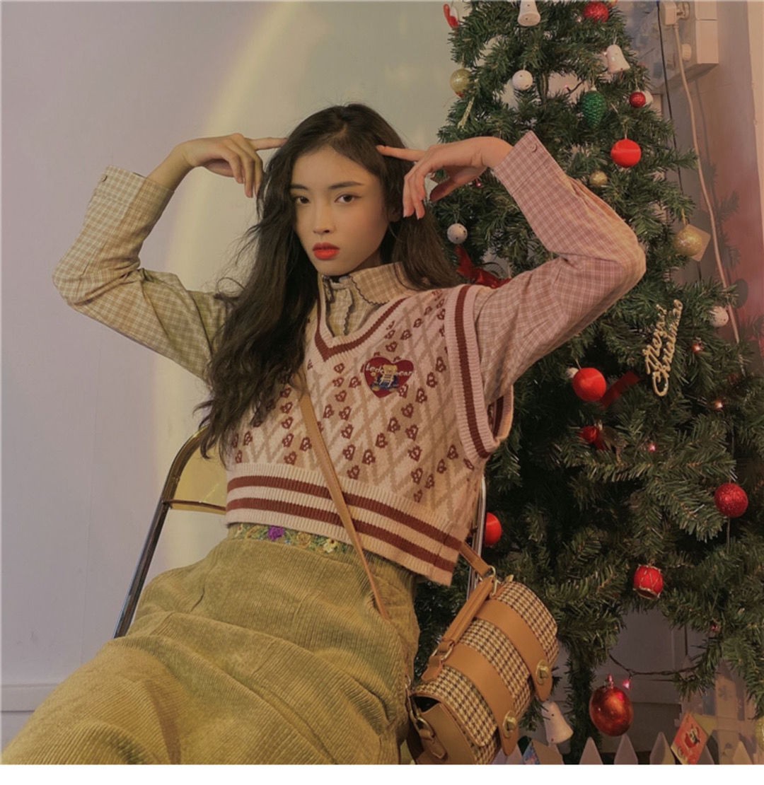 Áo Khoác Len Không Tay Cổ Chữ V Dáng Ngắn Phong Cách Retro | BigBuy360 - bigbuy360.vn