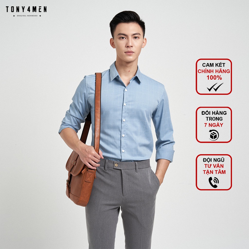 Áo Sơ Mi Nam Hàn Quốc Cao Cấp TONY4MEN Kẻ Dài Tay Chất Oxford Form Slimfit Ôm Body Tôn Dáng 2016
