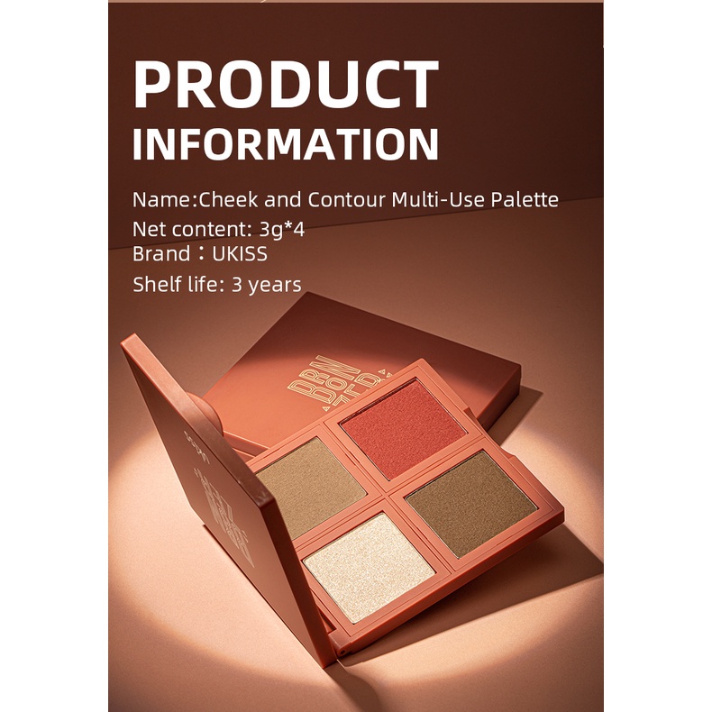 Ukiss Bảng Phấn Má Hồng Và Tạo Khối Bắt Sáng Màu Lì Làm Sáng Da Toàn Diện
