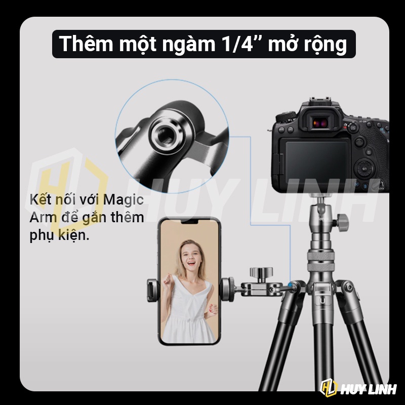 Chân máy ảnh kiêm gây chụp hình Selfie Stick Ulanzi SK-04 full kim loại tải trọng 2Kg