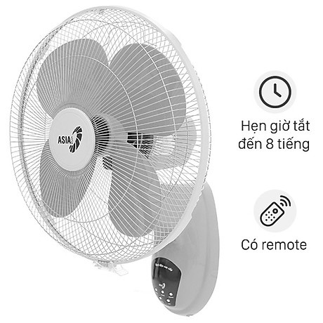 Quạt treo tường Asia L16019 có remote điều khiển từ xa, cánh 3 lá 40cm, công suất 55W - Điện gia dụng Hoàng Kim