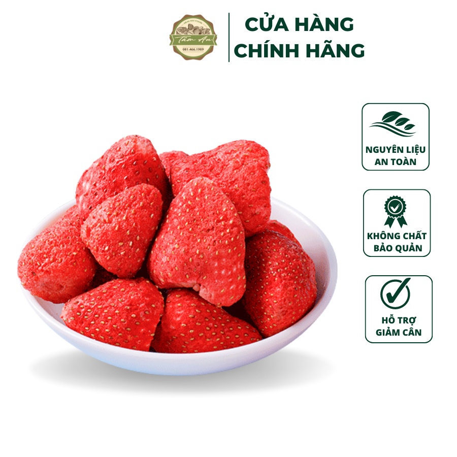 Dâu tây sấy giòn - dâu tây sấy khô ăn liền giàm cân đẹp dáng đẹp da
