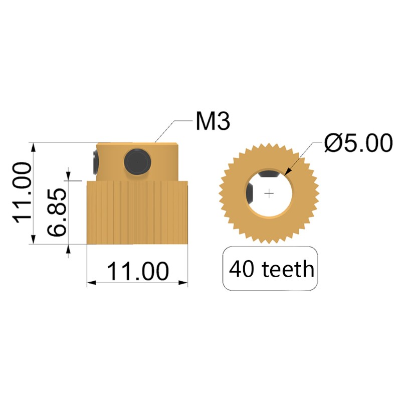 Set 5 Bánh Răng Đồng 40 Răng Cho Máy In 3d Cr-10 Ender-3