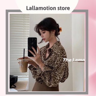 Áo sơ Mi Nữ form rộng Lụa hàn Kiểu  dài tay ulzzang vintage hàn quốc họa tiết da báo
