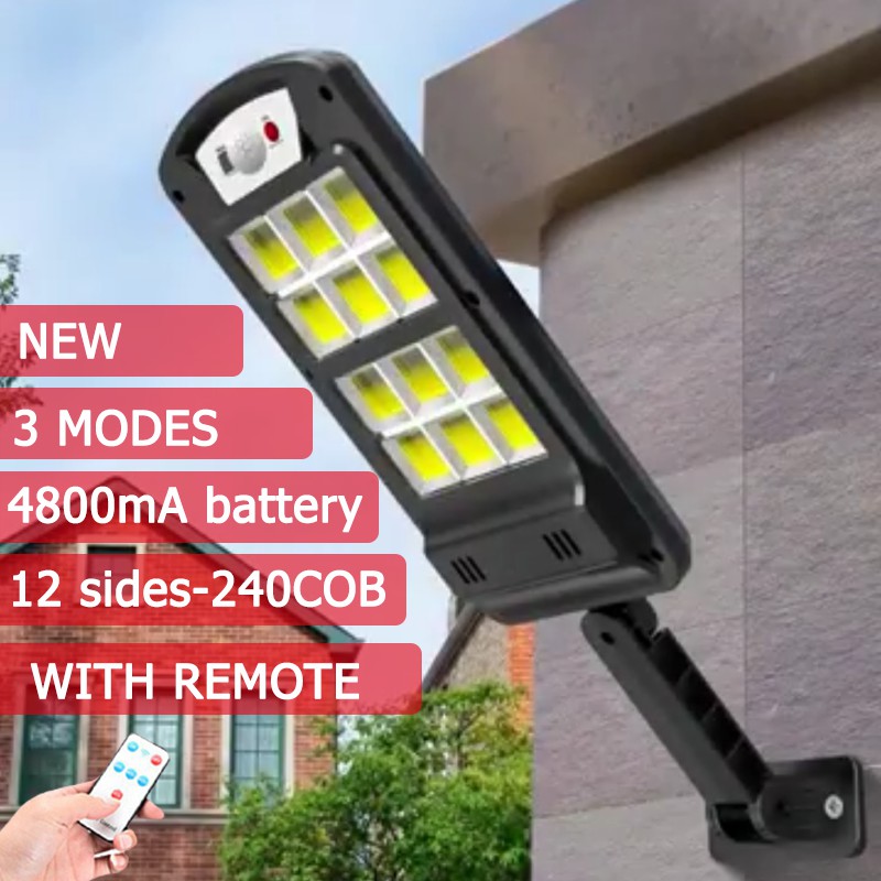 Đèn Led Gắn Tường Ngoài Trời Chống Nước Ip65 450w 120cob Dùng Năng Lượng Mặt Trời 3 Chế Độ Tùy Chỉnh