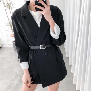 (Sẵn S) Áo blazer basic xắn tay cho nữ