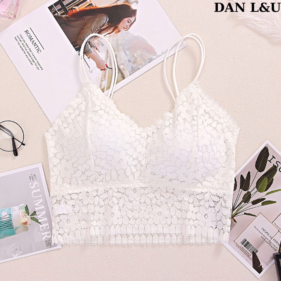 Áo bra hai dây ren hoa nhí đệm mút nâng ngực siêu quyến rũ SUNBRA 8812