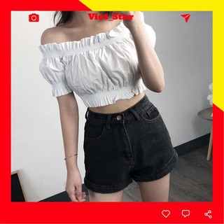 Áo Croptop Nữ ❤️ FREESHIP❤️ Áo Croptop Ôm Tay Ngắn Trễ Vai