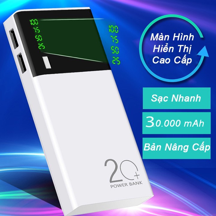 Sạc dự phòng 30000mAh 5 lõi  FREE SHIP  Pin dự phòng cao cấp, Sạc dự phòng 30000mah dung lượng lớn tặng cáp sạc nhanh