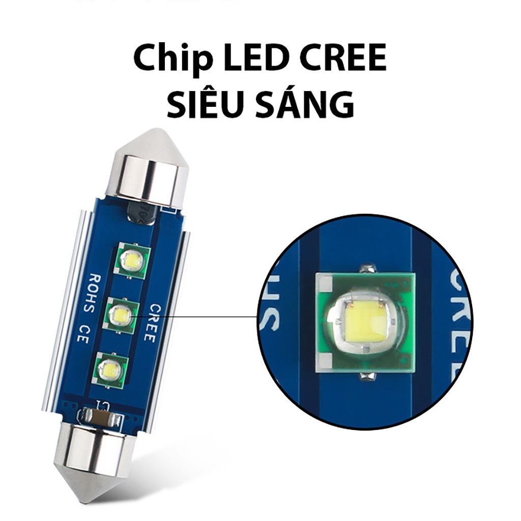 [Vin Store] - Đèn LED Trần Ô Tô Xe Hơi Cao Cấp Chip CREE dùng cho nội thất và biển số