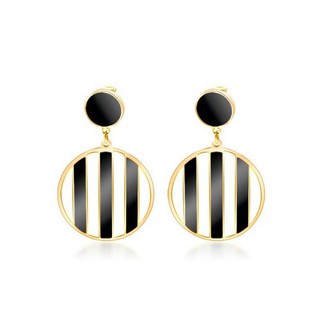 Bông tai tròn dự tiệc sang trọng titan ko đen tt 3340