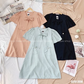 Đầm suông , đầm bầu nơ ngực todaystyle form rộng d2701
