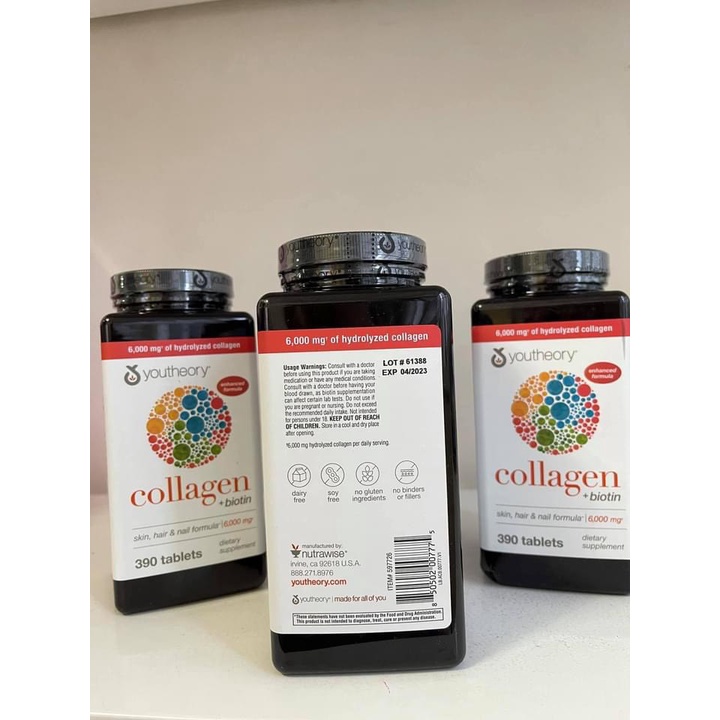 Viên Uống Youtheory Collagen Type 1,2&3 _ 390 Viên