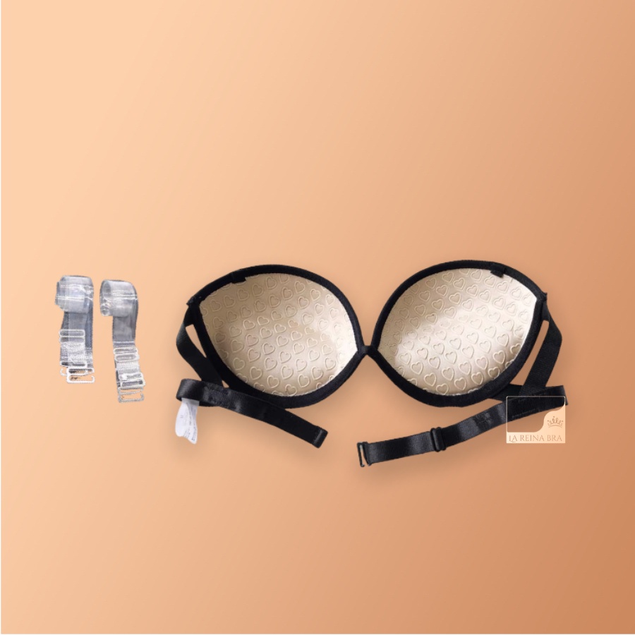 ÁO CUP ngực LA REINA BRA - LRCN003 dây mảnh có gọng nâng ngực kèm dây trong suốt - 2 màu đen, da
