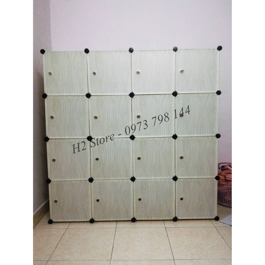 [RẺ NHẤT SHOPEE] TỦ NHỰA LẮP GHÉP 16 Ô MÀU GIẢ GỖ ĐỂ ĐỒ ĐA NĂNG THÔNG MINH sâu 47cm