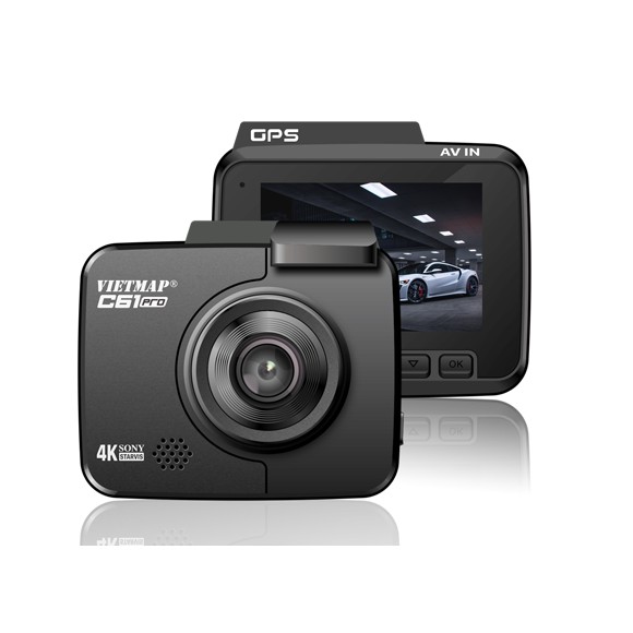 Camera hành trình Vietmap C61 pro Phiên bản mới 2021 cải tiến âm thanh - Ghi hình Ultra HD 4K-Thẻ 32G chính hãng vietmap