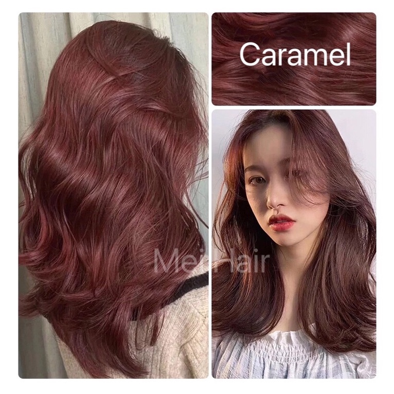 Caramel - Kèm dưỡng không tẩy - Màu nhuộm tóc thời trang Đỏ nâu