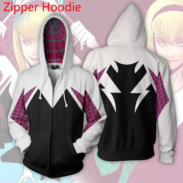 Spider Man Zipper Hoodie Gwen Jacket Outerwear