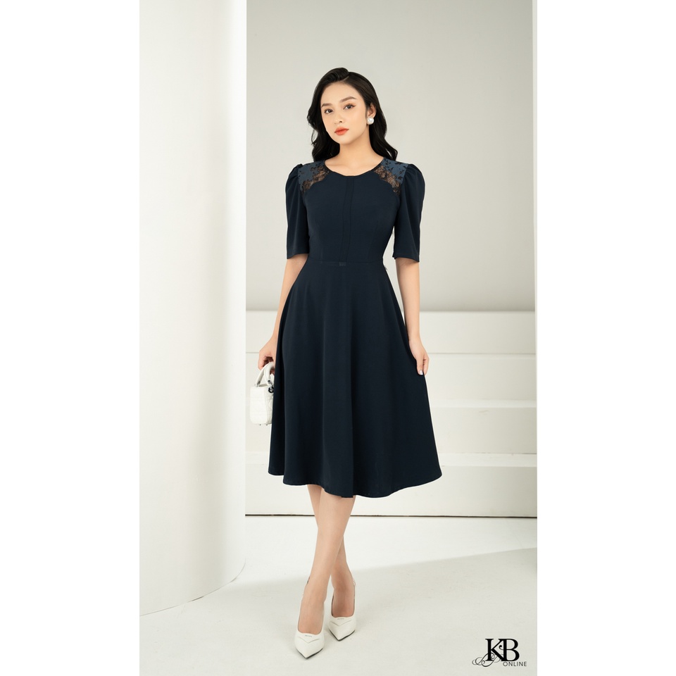 Đầm cổ tròn bô đê cúc nẹp can gấu xoè DL02045