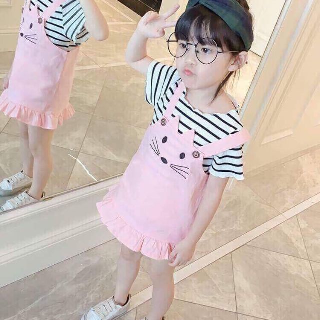 Váy yếm thun cotton bé gái