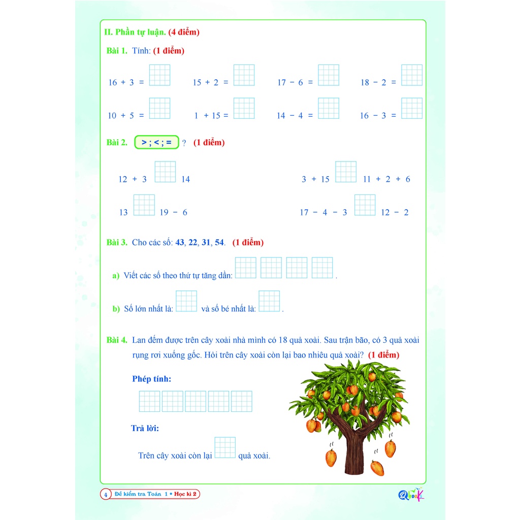 Sách - Đề kiểm tra TOÁN 1 học kì 2 (Cánh diều)