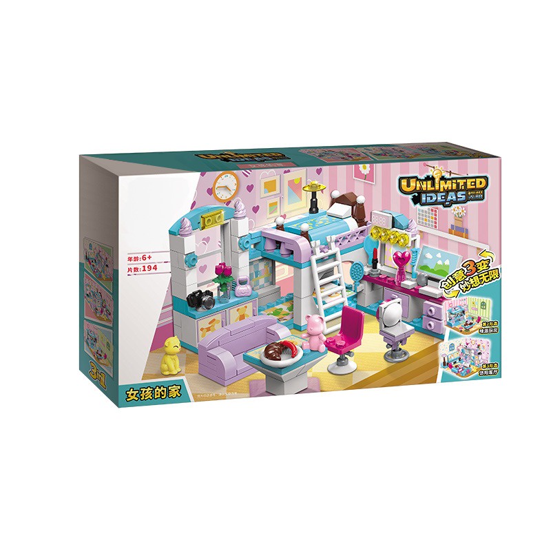 [Hàng mới về] Đồ chơi Thông minh lắp rắp Logo mô hình Nhà 3 Kiểu Ghép 194 Mảnh