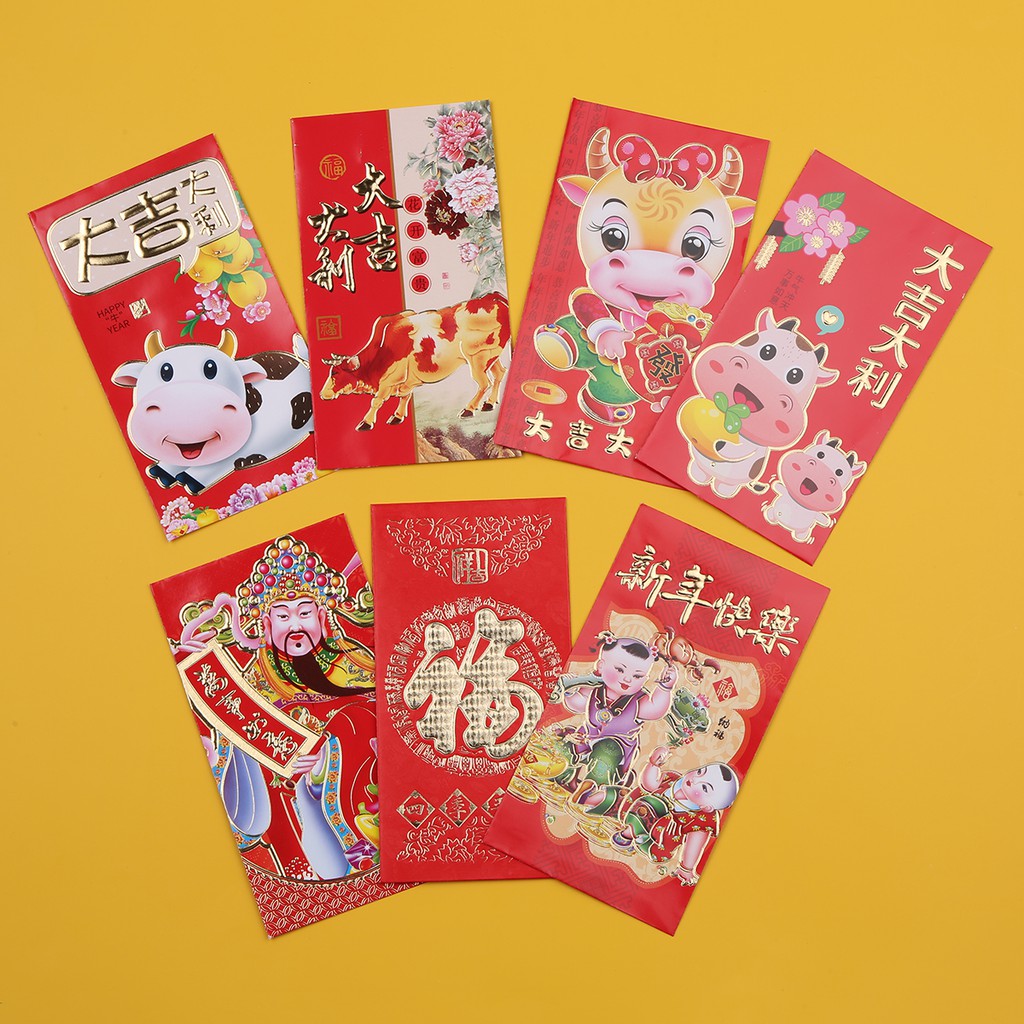 Set 6 Bao Lì Xì May Mắn Phong Cách Trung Hoa 2021