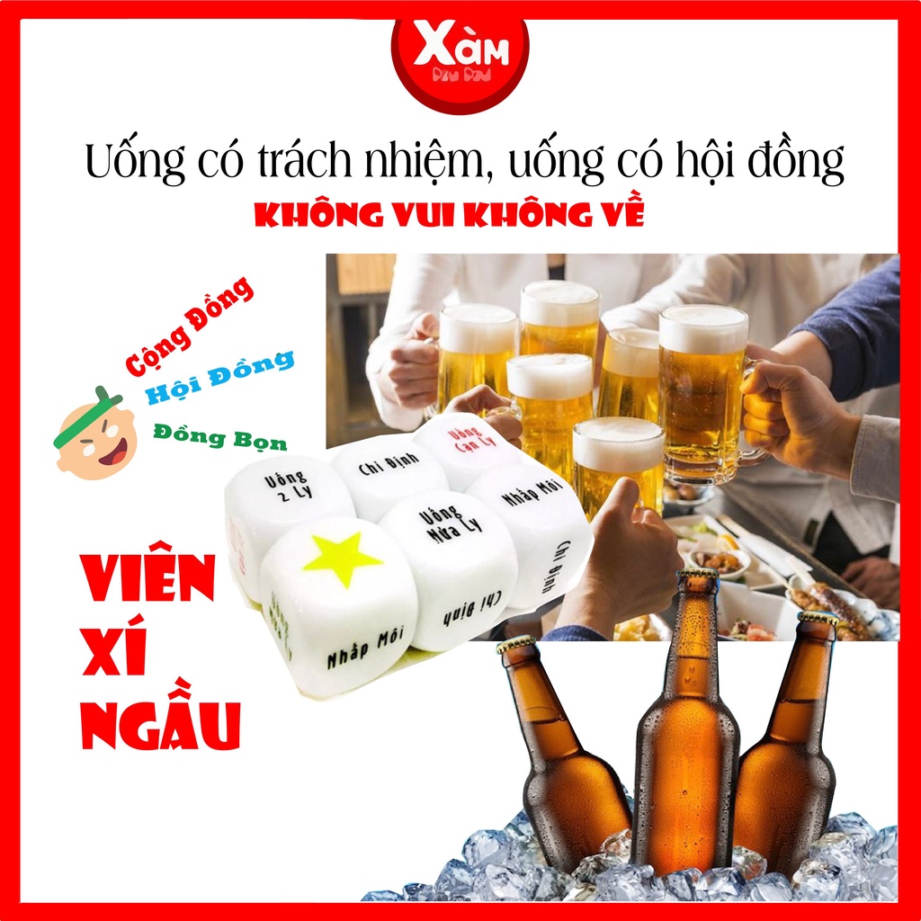 Xúc xắc uống bia rượu , viên xí ngầu ăn nhậu drinking game cực vui.