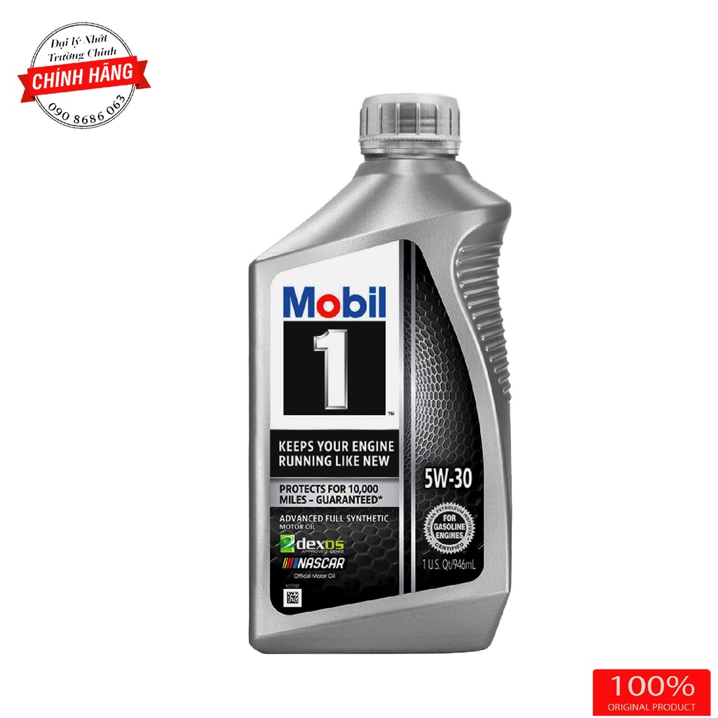 Nhớt Mobil 1 5W-30 Synthetic Xám dành cho xe ga và ô tô